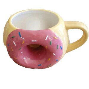 TAG Donut Coffee Mug Cup Strawberry Pink and Yellow Donut With Sprinkles 16 Oz